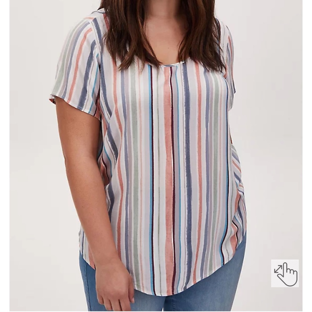 Torrid Multi Stripe Gauze Button Back Blouse - image 2